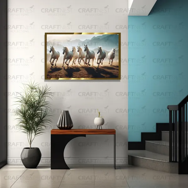 Craftnest_Reflections_Running_Horses_Wall_Art_For_Vastu_Home_Living_Room_Ready_To_Hang_Symbolising_Power_Success_And_Energy_Seven_Lucky_Running_Horses_Art_Design