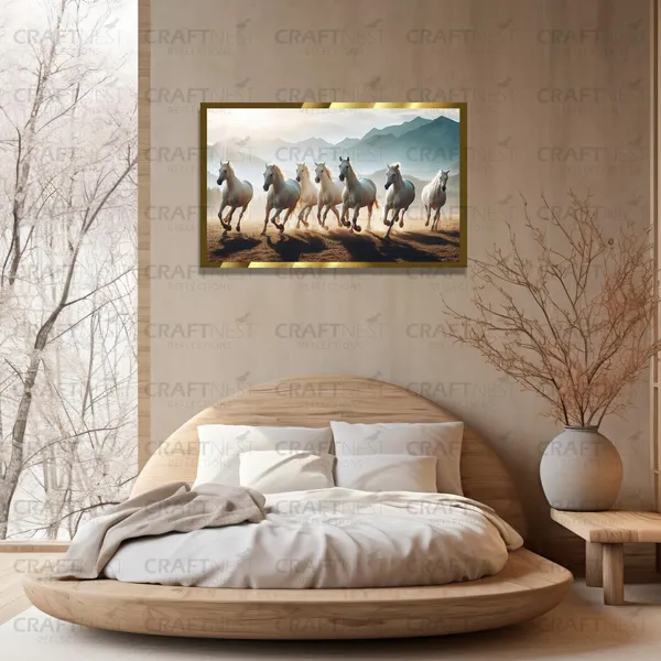 Craftnest_Reflections_Running_Horses_Wall_Art_For_Vastu_Home_Living_Room_Ready_To_Hang_Symbolising_Power_Success_And_Energy_Seven_Lucky_Running_Horses_Art_Design