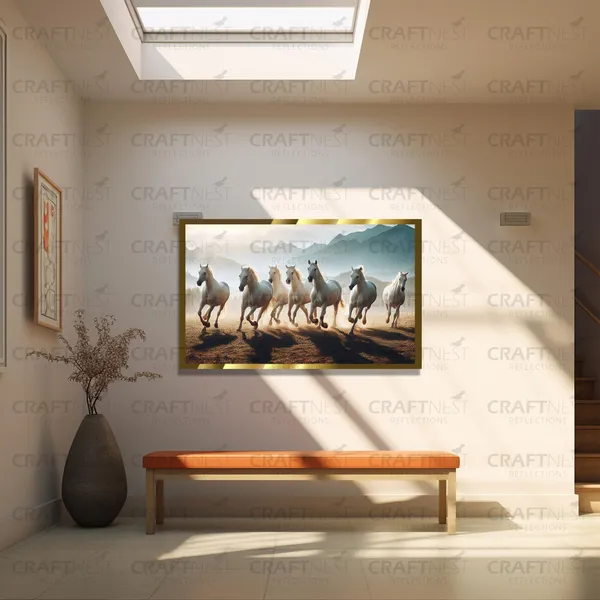 Craftnest_Reflections_Running_Horses_Wall_Art_For_Vastu_Home_Living_Room_Ready_To_Hang_Symbolising_Power_Success_And_Energy_Seven_Lucky_Running_Horses_Art_Design