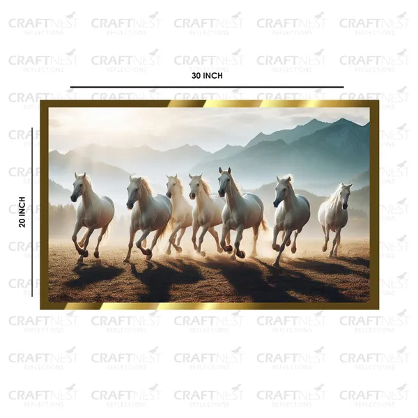 Craftnest_Reflections_Running_Horses_Wall_Art_For_Vastu_Home_Living_Room_Ready_To_Hang_Symbolising_Power_Success_And_Energy_Seven_Lucky_Running_Horses_Art_Design