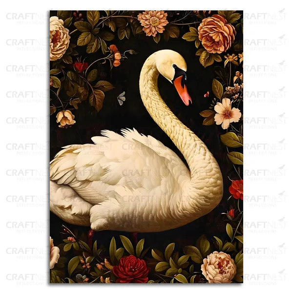 Craftnest_Reflections_Graceful_Swan_60X50_Cm_Printed_Wall_Art_Sophisticated_Nature-Inspired_Decor_For_Home_&_Office_-_Engineered_Wood_Base_With_Golden_Frame