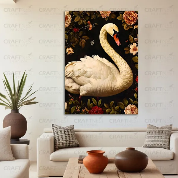 Craftnest_Reflections_Graceful_Swan_60X50_Cm_Printed_Wall_Art_Sophisticated_Nature-Inspired_Decor_For_Home_&_Office_-_Engineered_Wood_Base_With_Golden_Frame