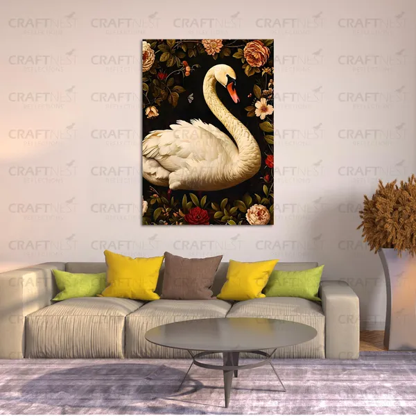 Craftnest_Reflections_Graceful_Swan_60X50_Cm_Printed_Wall_Art_Sophisticated_Nature-Inspired_Decor_For_Home_&_Office_-_Engineered_Wood_Base_With_Golden_Frame