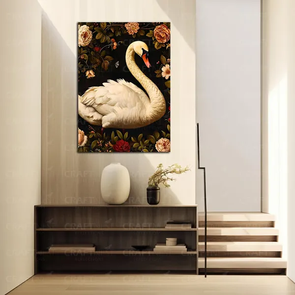 Craftnest_Reflections_Graceful_Swan_60X50_Cm_Printed_Wall_Art_Sophisticated_Nature-Inspired_Decor_For_Home_&_Office_-_Engineered_Wood_Base_With_Golden_Frame