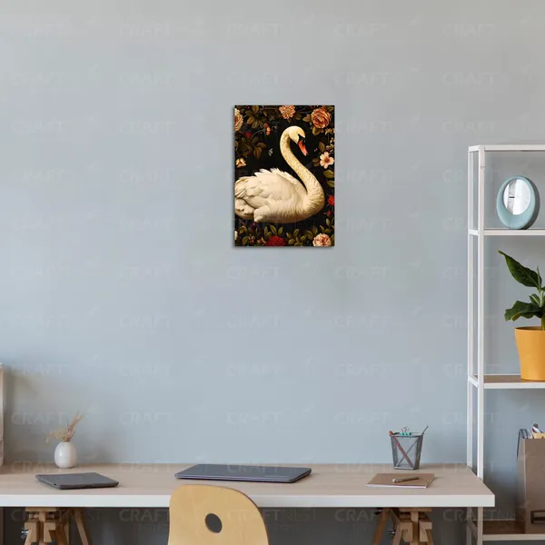 Craftnest_Reflections_Graceful_Swan_30X20_Cm_Printed_Wall_Art_Sophisticated_Nature-Inspired_Decor_For_Home_&_Office_-_Engineered_Wood_Base_With_Golden_Frame