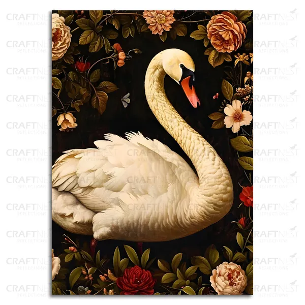 Craftnest_Reflections_Graceful_Swan_30X20_Cm_Printed_Wall_Art_Sophisticated_Nature-Inspired_Decor_For_Home_&_Office_-_Engineered_Wood_Base_With_Golden_Frame