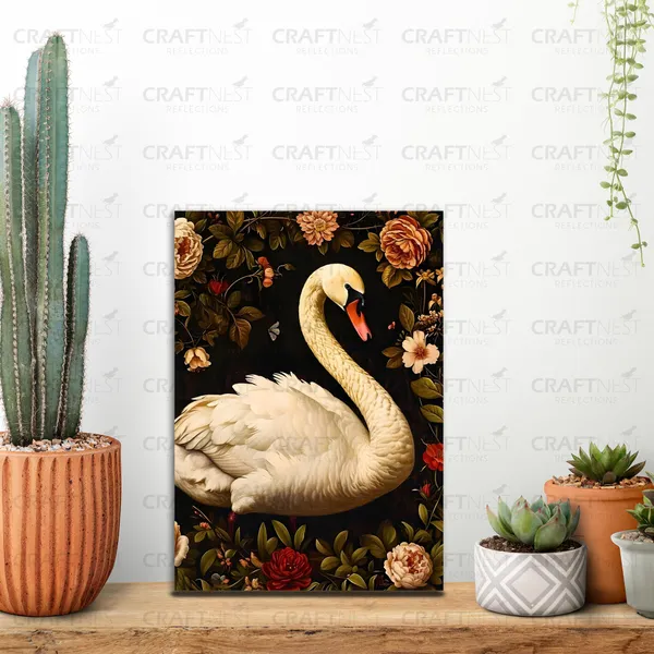 Craftnest_Reflections_Graceful_Swan_30X20_Cm_Printed_Wall_Art_Sophisticated_Nature-Inspired_Decor_For_Home_&_Office_-_Engineered_Wood_Base_With_Golden_Frame