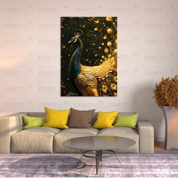 Craftnest_Reflections_Majestic_Peacock_60X50_Cm_Printed_Wall_Art_Luxurious_Golden_Elegance_For_Home_&_Office_Decor_-_Engineered_Wood_Base_With_Golden_Frame