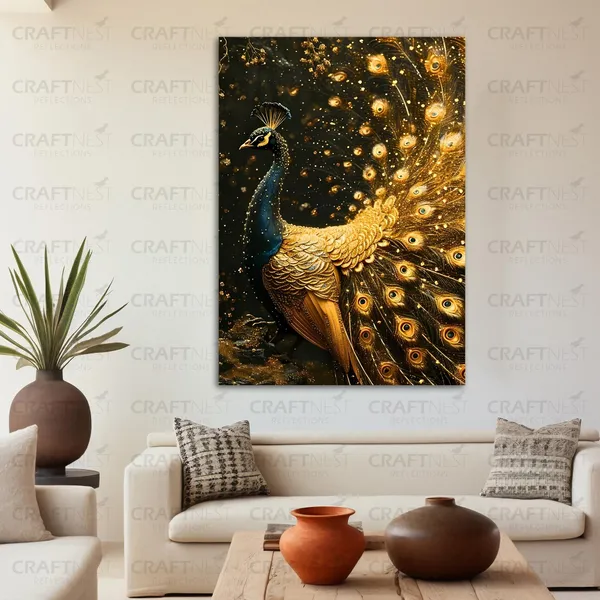 Craftnest_Reflections_Majestic_Peacock_60X50_Cm_Printed_Wall_Art_Luxurious_Golden_Elegance_For_Home_&_Office_Decor_-_Engineered_Wood_Base_With_Golden_Frame