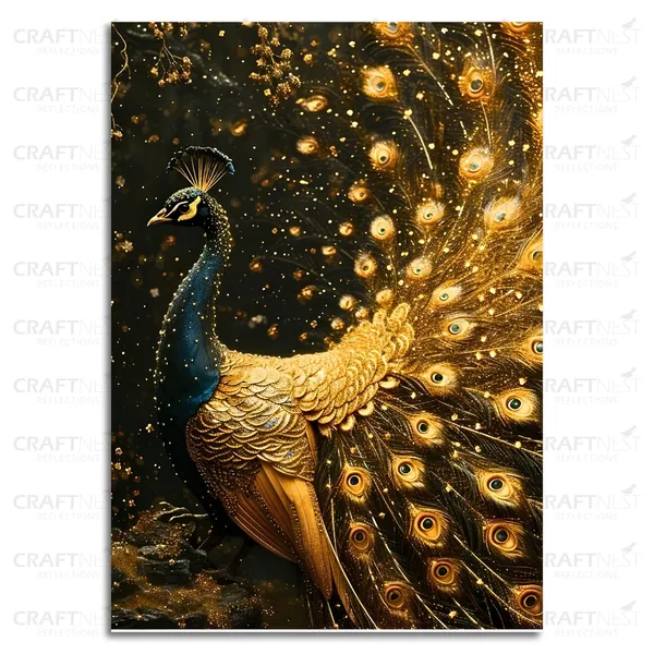 Craftnest_Reflections_Majestic_Peacock_42X30_Cm_Printed_Wall_Art_Luxurious_Golden_Elegance_For_Home_&_Office_Decor_-_Engineered_Wood_Base_With_Golden_Frame