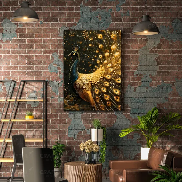Craftnest_Reflections_Majestic_Peacock_42X30_Cm_Printed_Wall_Art_Luxurious_Golden_Elegance_For_Home_&_Office_Decor_-_Engineered_Wood_Base_With_Golden_Frame
