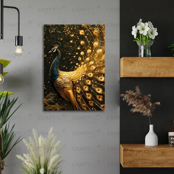 Craftnest_Reflections_Majestic_Peacock_42X30_Cm_Printed_Wall_Art_Luxurious_Golden_Elegance_For_Home_&_Office_Decor_-_Engineered_Wood_Base_With_Golden_Frame