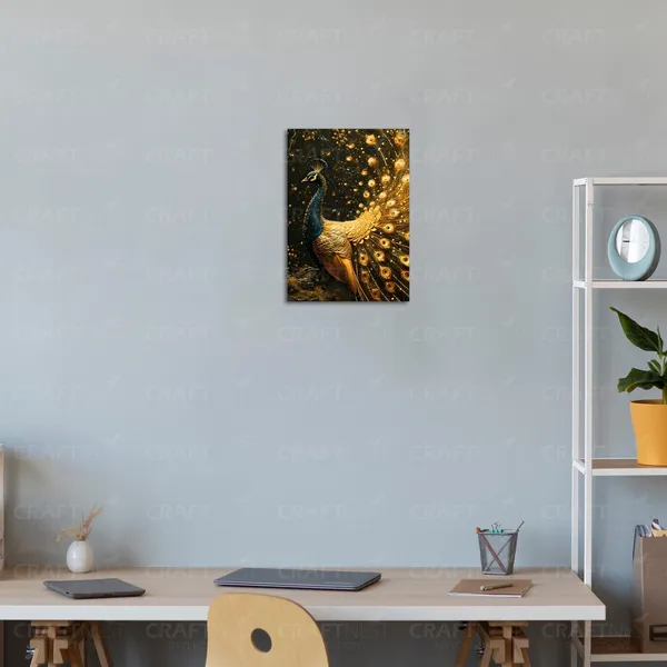Craftnest_Reflections_Majestic_Peacock_30X20_Cm_Printed_Wall_Art_Luxurious_Golden_Elegance_For_Home_&_Office_Decor_-_Engineered_Wood_Base_With_Golden_Frame