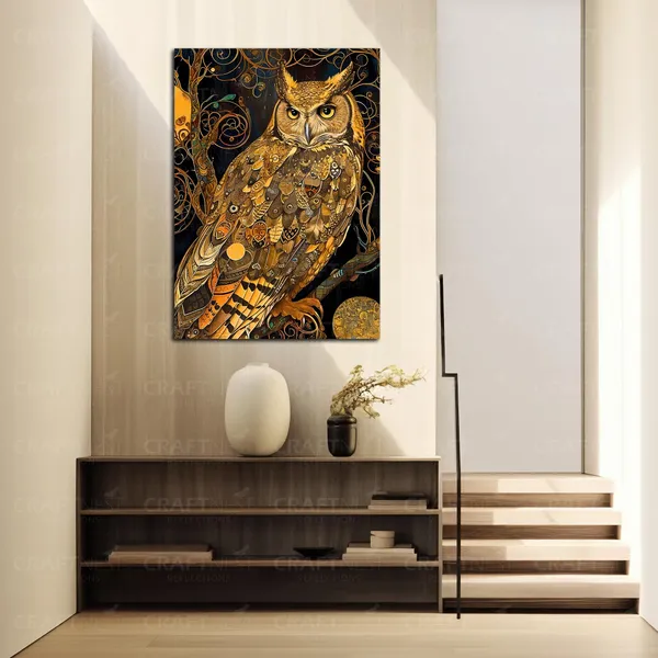 Craftnest_Reflections_Mystic_Owl_Printed_Wall_Art_Symbol_Of_Wisdom_And_Enchantment_For_Elegant_Daccor_For_Home_&_Office_Daccor_-_Engineered_Wood_Base_With_Golden_Frame