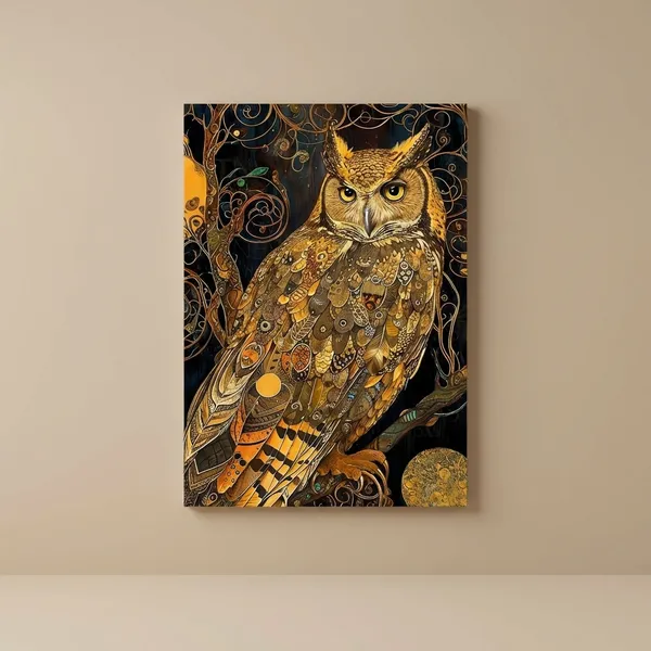 Craftnest_Reflections_Mystic_Owl_Printed_Wall_Art_Symbol_Of_Wisdom_And_Enchantment_For_Elegant_Daccor_For_Home_&_Office_Daccor_-_Engineered_Wood_Base_With_Golden_Frame