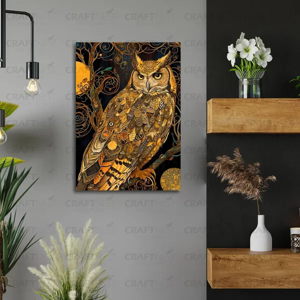 Craftnest_Reflections_Mystic_Owl_42X30_Cm_Printed_Wall_Art_Symbol_Of_Wisdom_And_Enchantment_For_Elegant_Decor_For_Home_&_Office_Decor_-_Engineered_Wood_Base_With_Golden_Frame