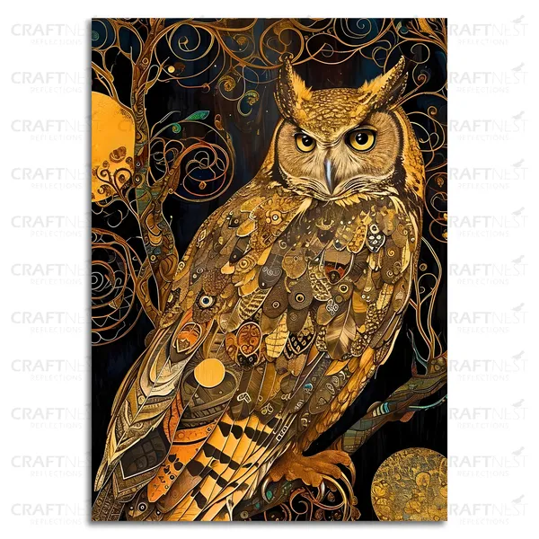 Craftnest_Reflections_Mystic_Owl_42X30_Cm_Printed_Wall_Art_Symbol_Of_Wisdom_And_Enchantment_For_Elegant_Decor_For_Home_&_Office_Decor_-_Engineered_Wood_Base_With_Golden_Frame
