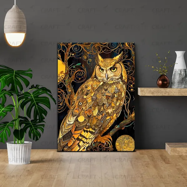 Craftnest_Reflections_Mystic_Owl_42X30_Cm_Printed_Wall_Art_Symbol_Of_Wisdom_And_Enchantment_For_Elegant_Decor_For_Home_&_Office_Decor_-_Engineered_Wood_Base_With_Golden_Frame