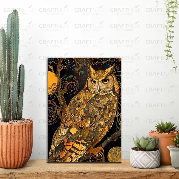 Craftnest_Reflections_Mystic_Owl_30X20_Cm_Printed_Wall_Art_Symbol_Of_Wisdom_And_Enchantment_For_Elegant_Decor_For_Home_&_Office_Decor_-_Engineered_Wood_Base_With_Golden_Frame