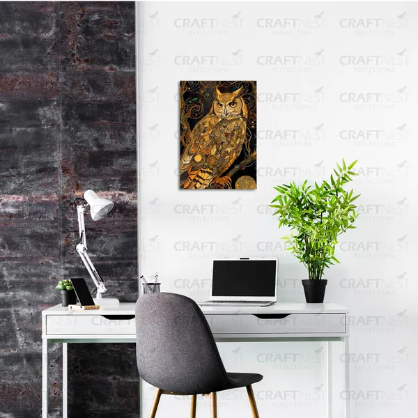 Craftnest_Reflections_Mystic_Owl_30X20_Cm_Printed_Wall_Art_Symbol_Of_Wisdom_And_Enchantment_For_Elegant_Decor_For_Home_&_Office_Decor_-_Engineered_Wood_Base_With_Golden_Frame