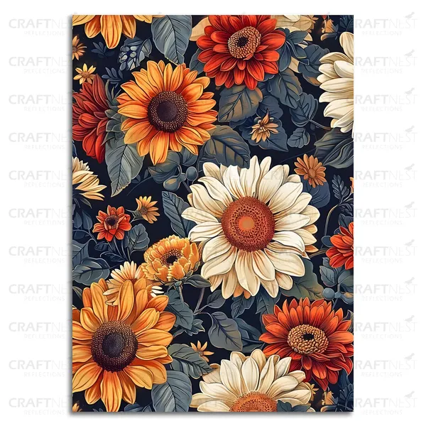 Craftnest_Reflections_Vibrant_Bloom_Floral_Wall_Art_42X30_Cm_Bold_Botanical_Canvas_Printed_For_Living_Room,_Bedroom,_Office_-_Engineered_Wood_Base_With_Golden_Frame