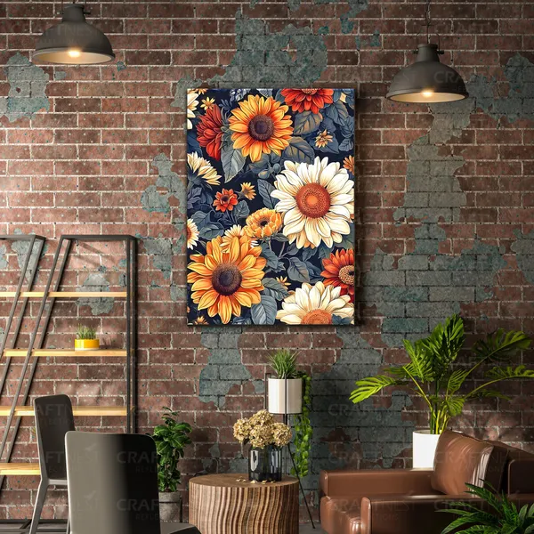 Craftnest_Reflections_Vibrant_Bloom_Floral_Wall_Art_42X30_Cm_Bold_Botanical_Canvas_Printed_For_Living_Room,_Bedroom,_Office_-_Engineered_Wood_Base_With_Golden_Frame