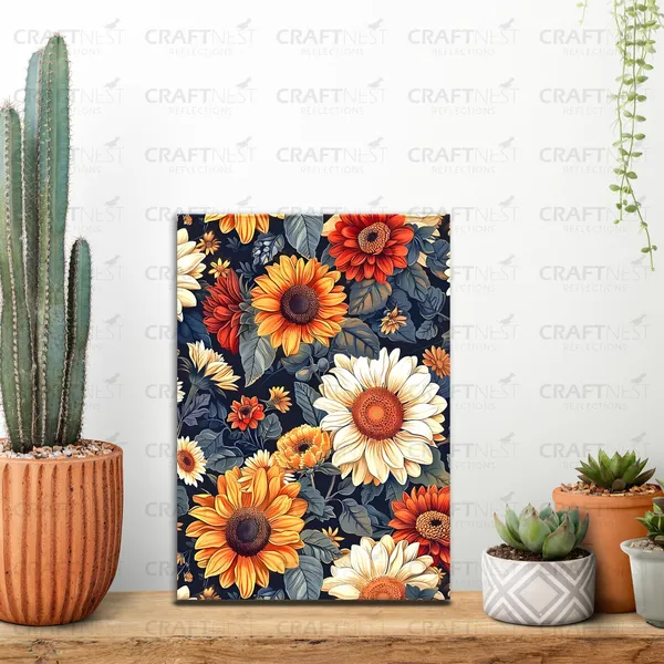 Craftnest_Reflections_Vibrant_Bloom_Floral_Wall_Art_30X20_Cm_Bold_Botanical_Canvas_Printed_For_Living_Room,_Bedroom,_Office_-_Engineered_Wood_Base_With_Golden_Frame