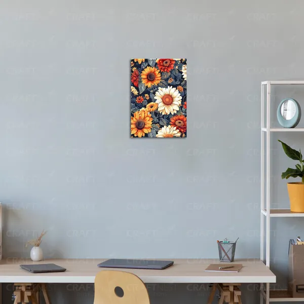 Craftnest_Reflections_Vibrant_Bloom_Floral_Wall_Art_30X20_Cm_Bold_Botanical_Canvas_Printed_For_Living_Room,_Bedroom,_Office_-_Engineered_Wood_Base_With_Golden_Frame