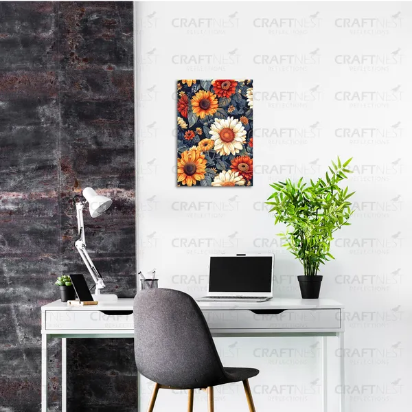 Craftnest_Reflections_Vibrant_Bloom_Floral_Wall_Art_30X20_Cm_Bold_Botanical_Canvas_Printed_For_Living_Room,_Bedroom,_Office_-_Engineered_Wood_Base_With_Golden_Frame