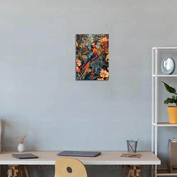 Craftnest_Reflections_Exquisite_Bird_Of_Paradise_30X20_Cm_Printed_Wall_Art_Elegant_Nature_Decor_For_Living_Room,_Bedroom_&_Office_-_Engineered_Wood_Base_With_Golden_Frame