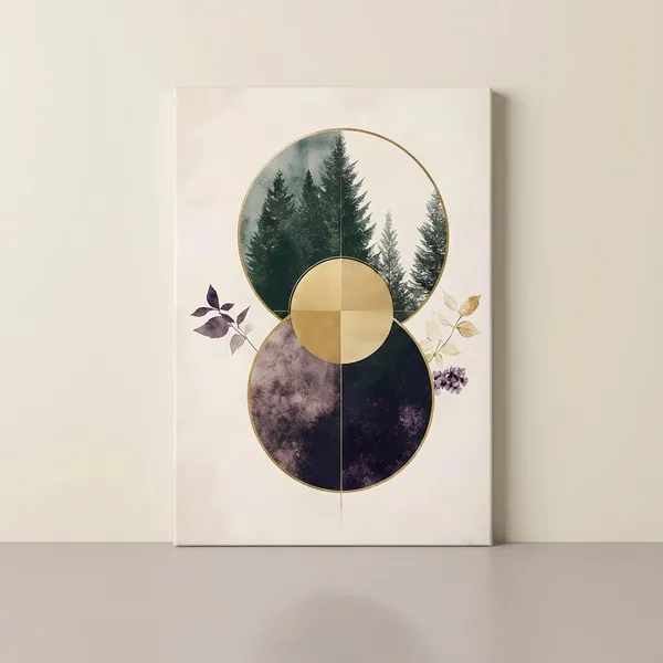 Craftnest_Reflections_Geometric_Forest_Harmony_Canvas_Printed_Abstract_Nature_Wall_Art_With_Gold_Accents_|_Modern_Minimalist_Canvas_For_Living_Room,_Bedroom_&_Office_Daccor
