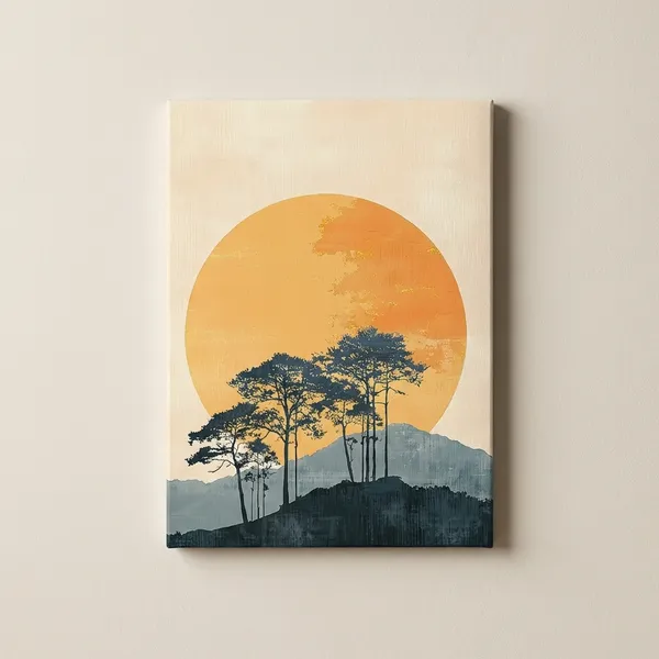 Craftnest_Reflections_Golden_Horizonminimalist_Nature_Wall_Art_|_Modern_Landscape_Canvas_Printed_With_Sun_&_Silhouette_Trees_For_Living_Room,_Bedroom_&_Office_Daccor
