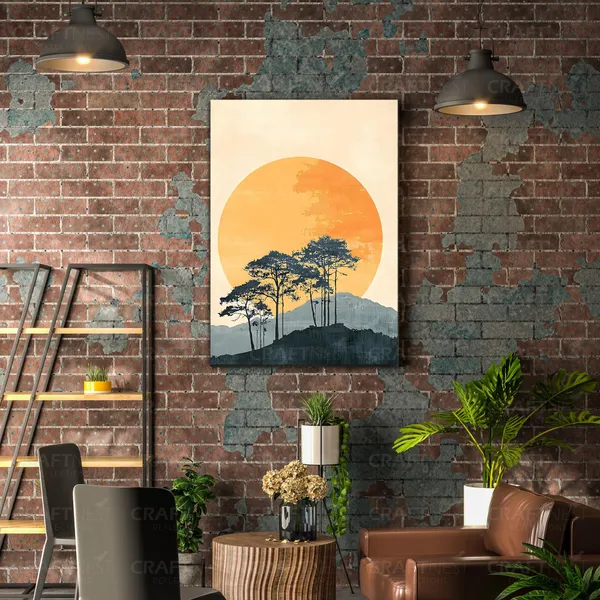Craftnest_Reflections_Golden_Horizon_42X30_Cm_Minimalist_Nature_Wall_Art_|_Modern_Landscape_Canvas_Printed_With_Sun_&_Silhouette_Trees_For_Living_Room,_Bedroom_&_Office_Decor