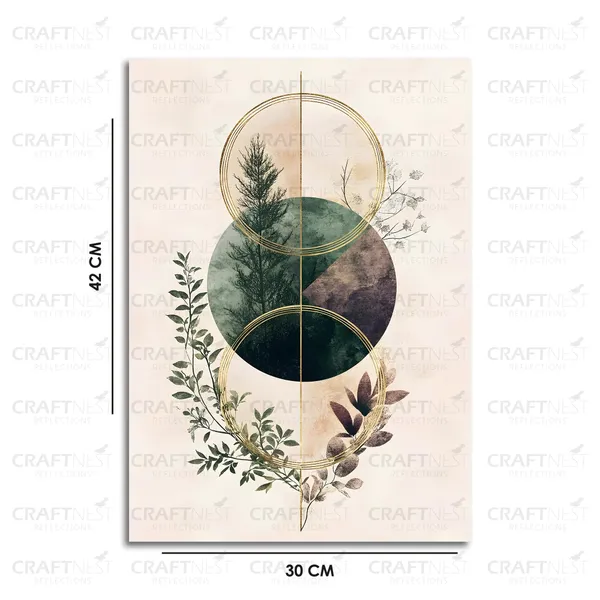 Craftnest_Reflections_Geometric_Nature_Harmony_42X30_Cm_Modern_Botanical_Canvas_Wall_Art_|_Minimalist_Abstract_Design_For_Living_Room,_Bedroom_&_Office_Decor