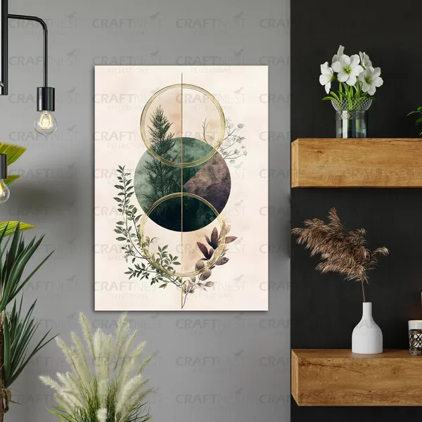 Craftnest_Reflections_Geometric_Nature_Harmony_42X30_Cm_Modern_Botanical_Canvas_Wall_Art_|_Minimalist_Abstract_Design_For_Living_Room,_Bedroom_&_Office_Decor