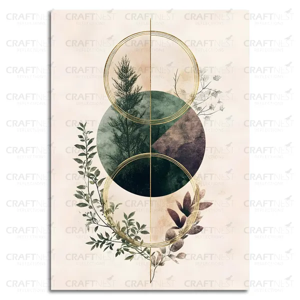 Craftnest_Reflections_Geometric_Nature_Harmony_42X30_Cm_Modern_Botanical_Canvas_Wall_Art_|_Minimalist_Abstract_Design_For_Living_Room,_Bedroom_&_Office_Decor