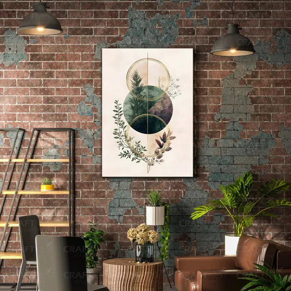 Craftnest_Reflections_Geometric_Nature_Harmony_42X30_Cm_Modern_Botanical_Canvas_Wall_Art_|_Minimalist_Abstract_Design_For_Living_Room,_Bedroom_&_Office_Decor