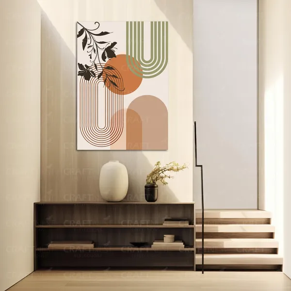 Craftnest_Reflections_Retro_Geometric_60X50_Cm_Wall_Art_Bold_Shapes_&_Botanical_Elegance,_Canvas_Printed_With_Engineered_Wood,_Easy_To_Hand_For_Offices,_Bedroom,_Living_Room