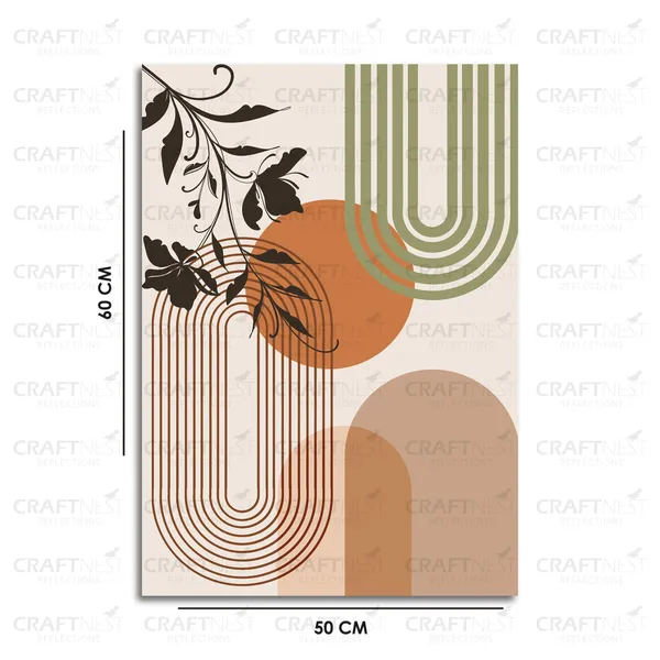 Craftnest_Reflections_Retro_Geometric_60X50_Cm_Wall_Art_Bold_Shapes_&_Botanical_Elegance,_Canvas_Printed_With_Engineered_Wood,_Easy_To_Hand_For_Offices,_Bedroom,_Living_Room