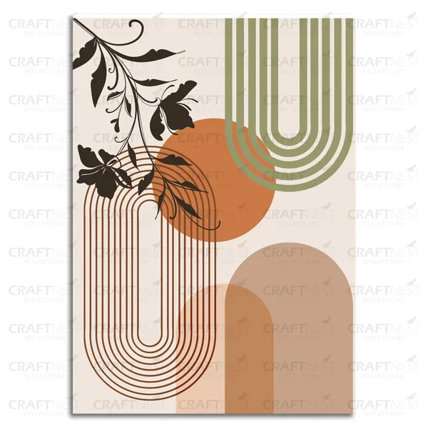 Craftnest_Reflections_Retro_Geometric_60X50_Cm_Wall_Art_Bold_Shapes_&_Botanical_Elegance,_Canvas_Printed_With_Engineered_Wood,_Easy_To_Hand_For_Offices,_Bedroom,_Living_Room