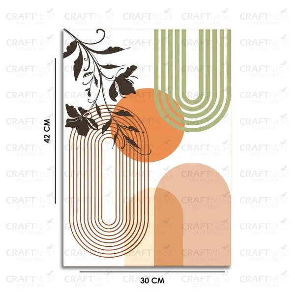 Craftnest_Reflections_Retro_Geometric_42X30_Cm_Wall_Art_Bold_Shapes_&_Botanical_Elegance,_Canvas_Printed_With_Engineered_Wood,_Easy_To_Hand_For_Offices,_Bedroom,_Living_Room