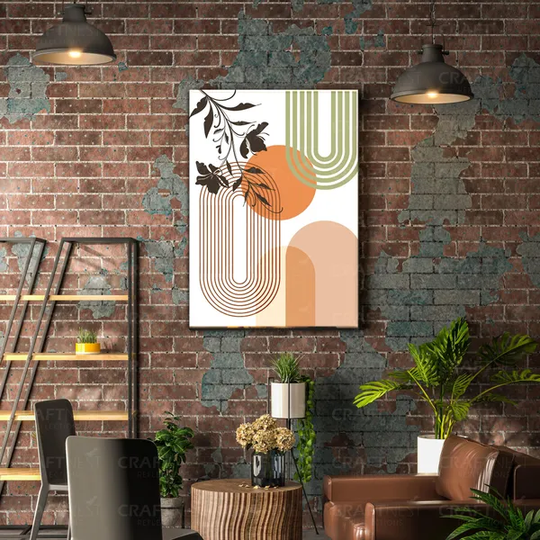 Craftnest_Reflections_Retro_Geometric_42X30_Cm_Wall_Art_Bold_Shapes_&_Botanical_Elegance,_Canvas_Printed_With_Engineered_Wood,_Easy_To_Hand_For_Offices,_Bedroom,_Living_Room