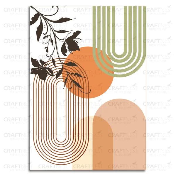 Craftnest_Reflections_Retro_Geometric_42X30_Cm_Wall_Art_Bold_Shapes_&_Botanical_Elegance,_Canvas_Printed_With_Engineered_Wood,_Easy_To_Hand_For_Offices,_Bedroom,_Living_Room