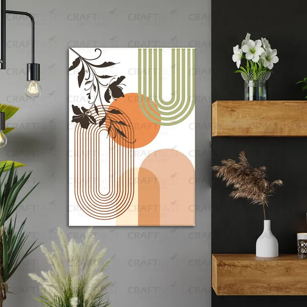 Craftnest_Reflections_Retro_Geometric_42X30_Cm_Wall_Art_Bold_Shapes_&_Botanical_Elegance,_Canvas_Printed_With_Engineered_Wood,_Easy_To_Hand_For_Offices,_Bedroom,_Living_Room