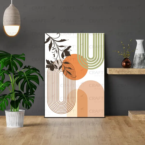 Craftnest_Reflections_Retro_Geometric_42X30_Cm_Wall_Art_Bold_Shapes_&_Botanical_Elegance,_Canvas_Printed_With_Engineered_Wood,_Easy_To_Hand_For_Offices,_Bedroom,_Living_Room