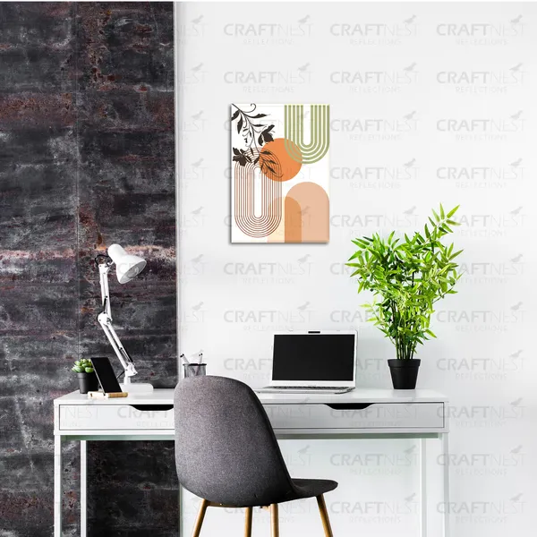 Craftnest_Reflections_Retro_Geometric_30X20_Cm_Wall_Art_Bold_Shapes_&_Botanical_Elegance,_Canvas_Printed_With_Engineered_Wood,_Easy_To_Hand_For_Offices,_Bedroom,_Living_Room