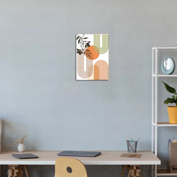 Craftnest_Reflections_Retro_Geometric_30X20_Cm_Wall_Art_Bold_Shapes_&_Botanical_Elegance,_Canvas_Printed_With_Engineered_Wood,_Easy_To_Hand_For_Offices,_Bedroom,_Living_Room