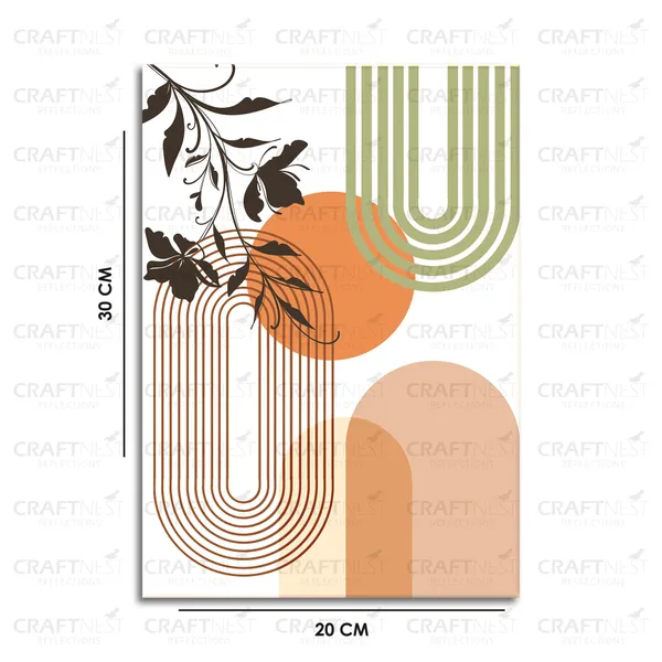 Craftnest_Reflections_Retro_Geometric_30X20_Cm_Wall_Art_Bold_Shapes_&_Botanical_Elegance,_Canvas_Printed_With_Engineered_Wood,_Easy_To_Hand_For_Offices,_Bedroom,_Living_Room