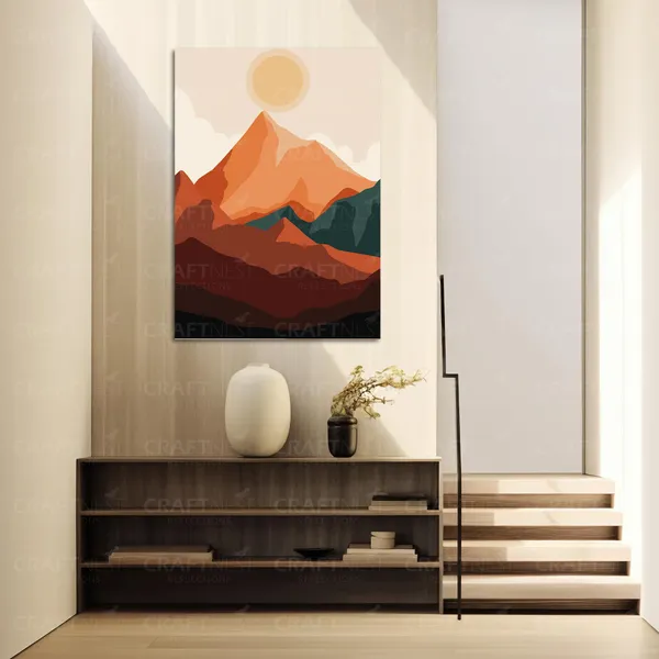 Craftnest_Reflections_Minimalist_Mountain_Landscape_60X50_Cm_Wall_Art_Earthy_Tones_&_Serene_Horizon_Canvas_Printed_With_Engineered_Wood,_Easy_To_Hand_For_Offices,_Bedroom,_Living_Room