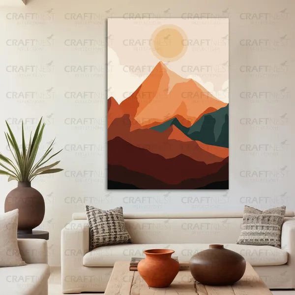 Craftnest_Reflections_Minimalist_Mountain_Landscape_60X50_Cm_Wall_Art_Earthy_Tones_&_Serene_Horizon_Canvas_Printed_With_Engineered_Wood,_Easy_To_Hand_For_Offices,_Bedroom,_Living_Room